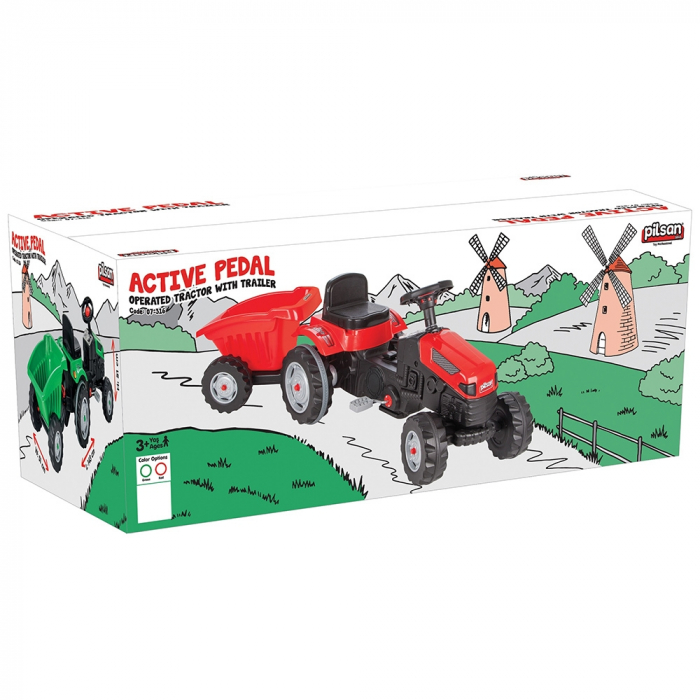Tractor cu pedale si remorca Pilsan Active with Trailer 07-316 green [3]