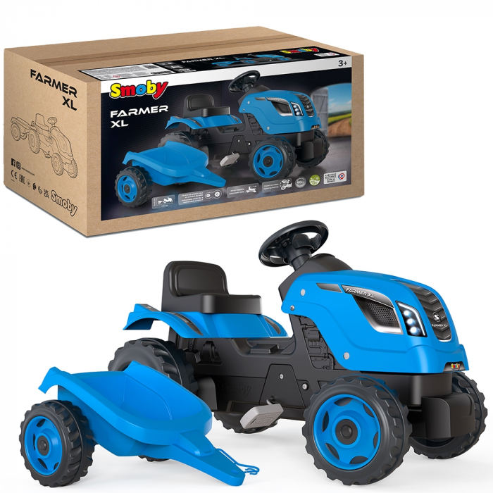 Tractor cu pedale si remorca Smoby Farmer XL albastru [12]