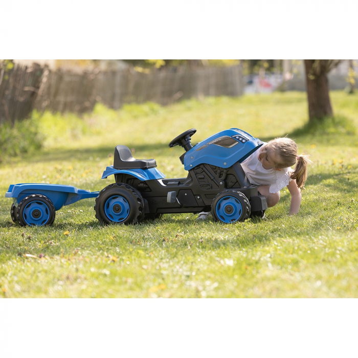 Tractor cu pedale si remorca Smoby Farmer XL albastru [6]