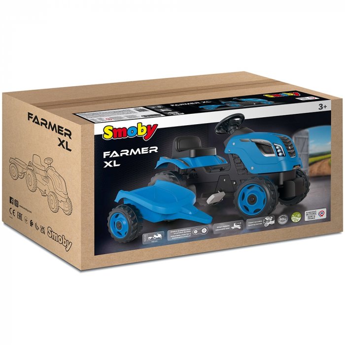 Tractor cu pedale si remorca Smoby Farmer XL albastru [13]