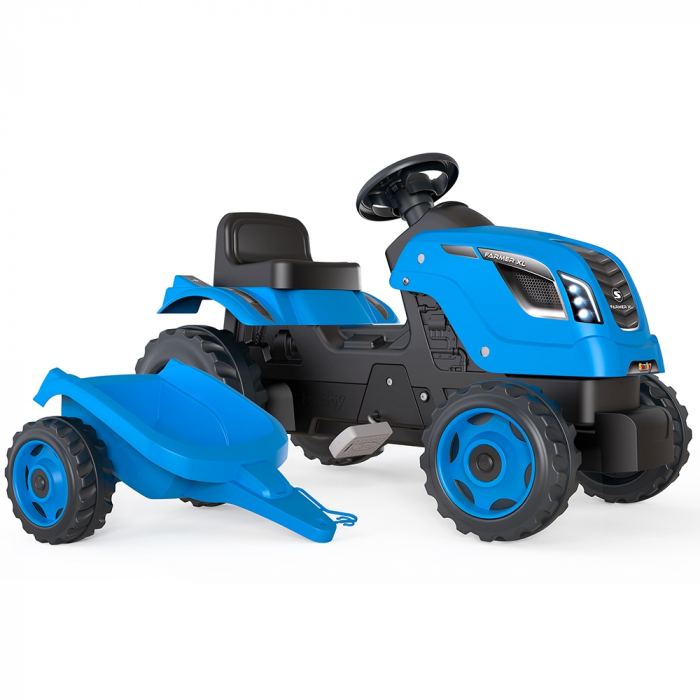 Tractor cu pedale si remorca Smoby Farmer XL albastru [2]