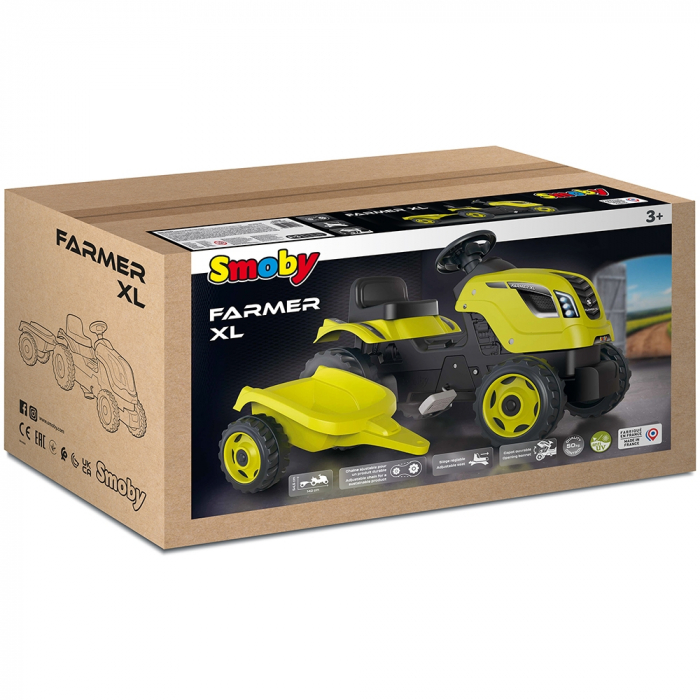 Tractor cu pedale si remorca Smoby Farmer XL verde [10]