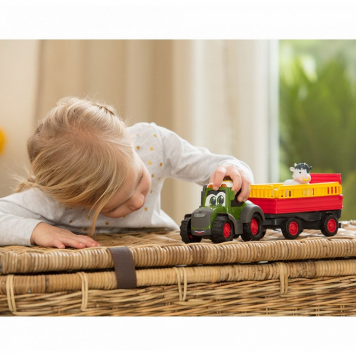 Tractor Dickie Toys Happy Fendt Animal Trailer cu remorca si figurina vaca [6]