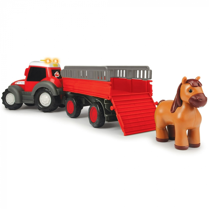 Tractor Dickie Toys Happy Ferguson Animal Trailer cu remorca si figurina [2]