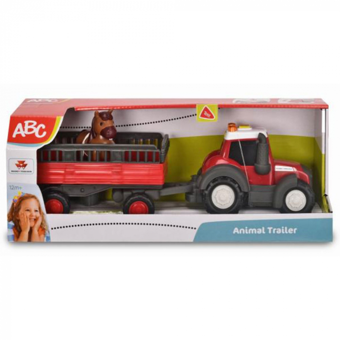 Tractor Dickie Toys Happy Ferguson Animal Trailer cu remorca si figurina [8]