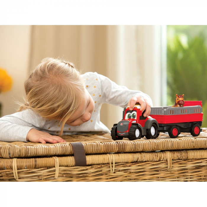 Tractor Dickie Toys Happy Ferguson Animal Trailer cu remorca si figurina [7]