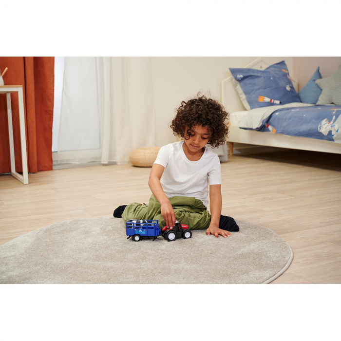 Tractor Dickie Toys Massey Ferguson Animal Trailer 26 cm cu lumini, sunete, remorca si figurina vaca [5]