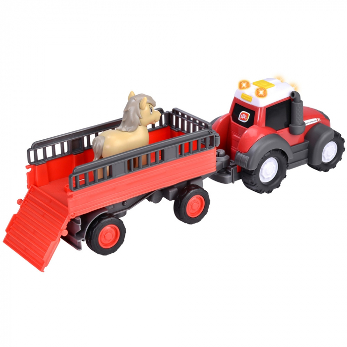 Tractor Simba ABC Massey Ferguson Animal Trailer 30 cm cu lumini, sunete, remorca si figurina [2]