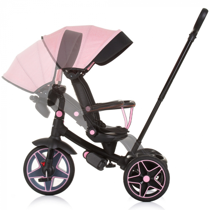 Tricicleta cu copertina si sezut reversibil Chipolino Derby flamingo [7]