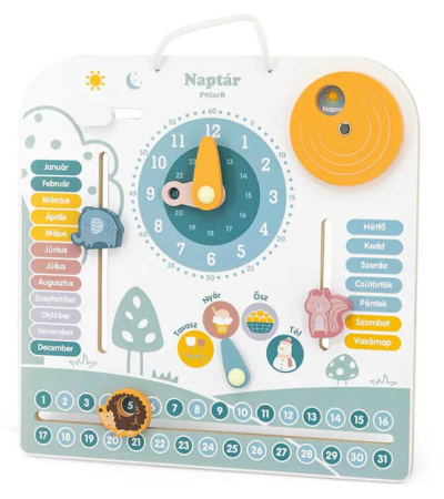 JUCĂRII EDUCATIVE - Calendar educativ din lemn in limba maghiara, PolarB
