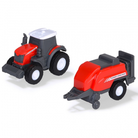 Camion Dickie Toys Massey Ferguson Micro Farm Truck 32 cm cu tractor si presa de balotat [3]