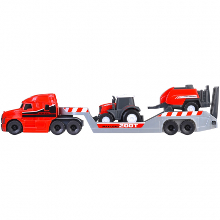 Camion Dickie Toys Massey Ferguson Micro Farm Truck 32 cm cu tractor si presa de balotat [2]