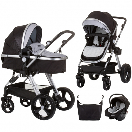 CĂRUCIOARE 3 IN 1 - Carucior Chipolino Havana 3 in 1 obsidian silver