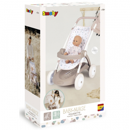 Carucior sport pentru papusi Smoby Baby Nurse Poussette crem [5]