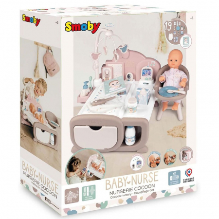 Centru de ingrijire pentru papusi Smoby Baby Nurse Cocoon Nursery crem cu papusa si accesorii [5]