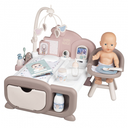 Centru de ingrijire pentru papusi Smoby Baby Nurse Cocoon Nursery maro cu papusa si accesorii [0]