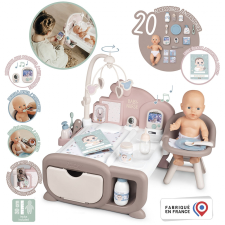 Centru de ingrijire pentru papusi Smoby Baby Nurse Cocoon Nursery maro cu papusa si accesorii [1]