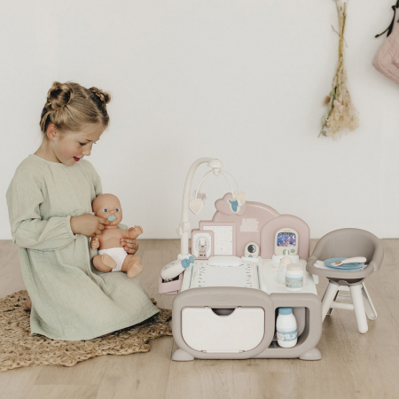 Centru de ingrijire pentru papusi Smoby Baby Nurse Cocoon Nursery maro cu papusa si accesorii [5]