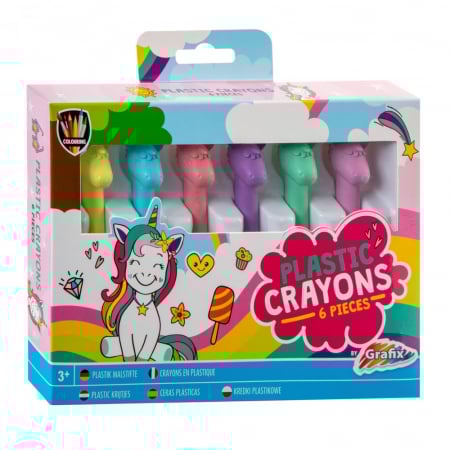 JUCĂRII CREATIVE - Set creioane  de ceara 6 culori cu unicorn