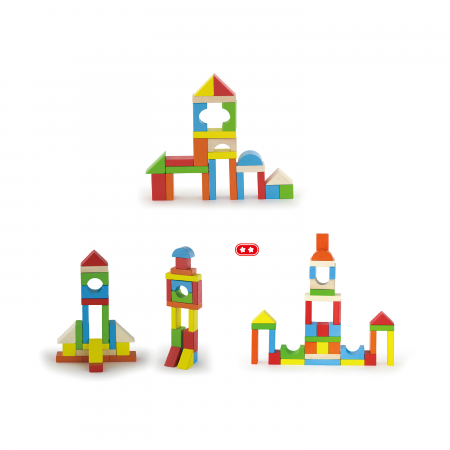 Cuburi de construit din lemn 80 piese, Viga Toys [3]