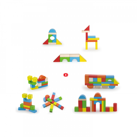 Cuburi de construit din lemn 80 piese, Viga Toys [2]