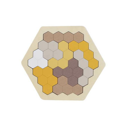 JUCĂRII EDUCATIVE - Joc educativ tetris din lemn hexagon (maro)