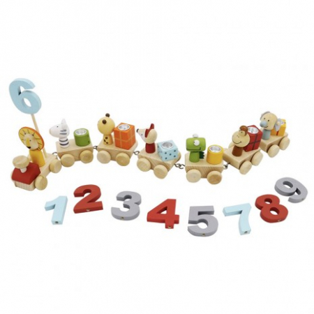 Trenulet Happy Birthday - suport de lumanari cu animale din padure [1]