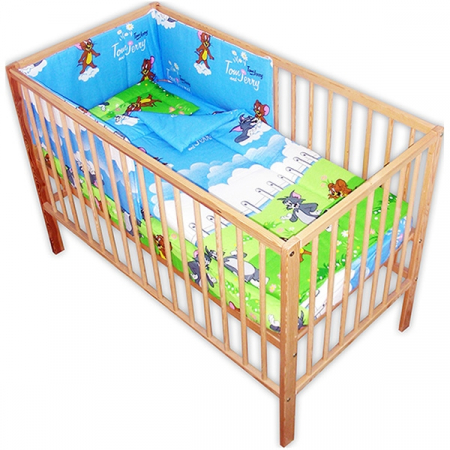 CAMERA COPILULUI - Lenjerie patut Hubners Pisica si Soricel 4 piese albastru