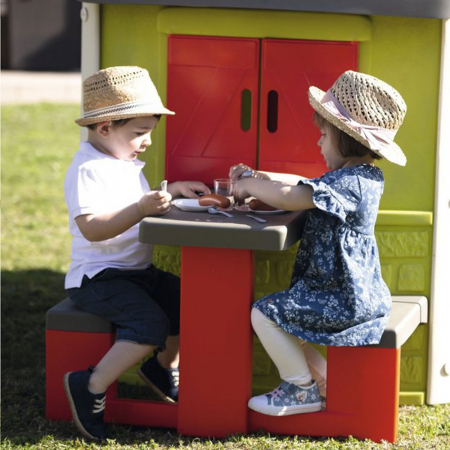 Masa de picnic cu doua banci Smoby pentru casuta Jura Lodge [4]