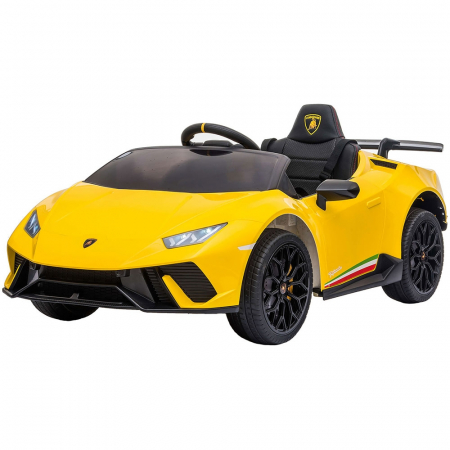 Masinuta electrica Chipolino Lamborghini Huracan yellow cu scaun din piele si roti EVA [0]