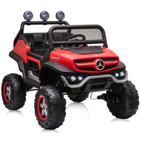 Masinuta electrica Chipolino OffRoad Mercedes Unimog cu scaun din piele si roti EVA red [4]