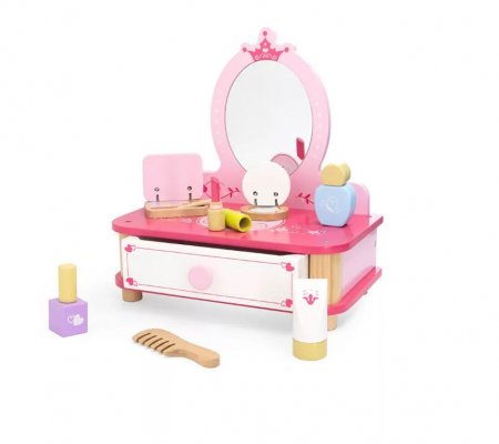 JOCURI DE ROL - Masuta de machiaj cu oglinda si accesorii din lemn, Viga Toys