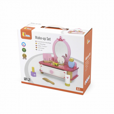 Masuta de machiaj cu oglinda si accesorii din lemn, Viga Toys [2]