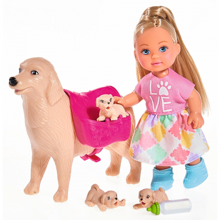 Papusa Simba Evi Love Dog Sitter 12 cm cu 4 figurine si accesorii [1]
