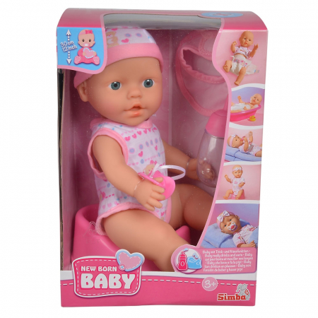 Papusa Simba New Born Baby 30 cm Bebe Darling cu olita si bavetica roz deschis [2]