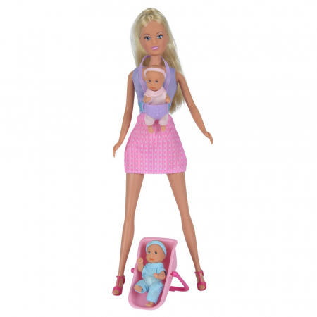 Papusa Simba Steffi Love 29 cm Babysitter cu 2 bebelusi si accesorii [0]