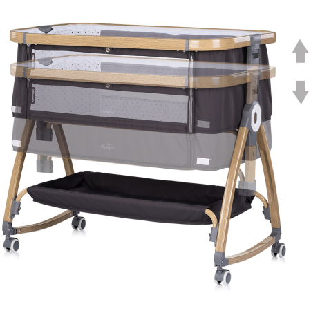 Patut co-sleeper Chipolino Charisma cu laterala culisanta charcoal wood [3]