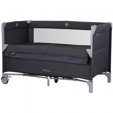 CAMERA COPILULUI - Patut pliabil Chipolino Relax anthracite linen cu laterala culisanta