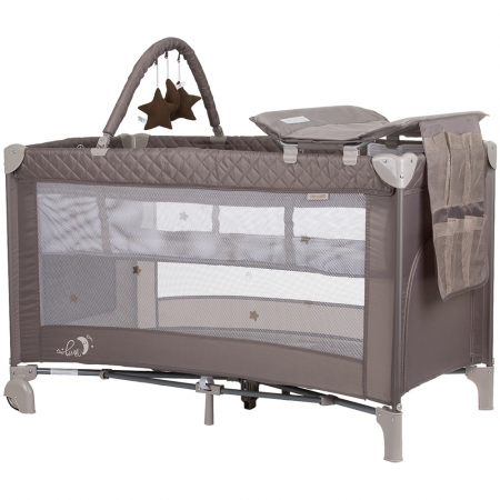 Patut pliabil cu saltea de infasat Chipolino Luna macadamia [0]