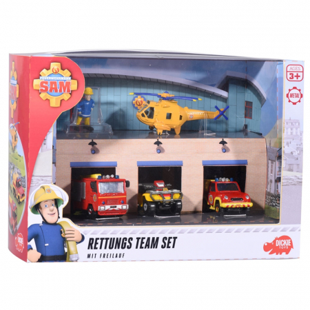 Pista de masini Dickie Toys Fireman Sam Rescue Team Sam Fire cu 3 masinute, 1 elicopter si o figurina [6]