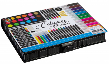 Set artistic pentru desen - set creativ de colorat si desenat 80 piese [1]