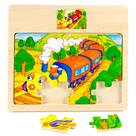 Puzzle din lemn 12 piese cu trenulet [1]