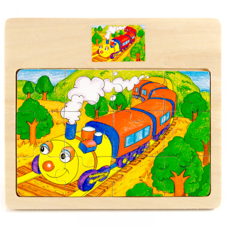 PUZZLE - Puzzle din lemn 12 piese cu trenulet
