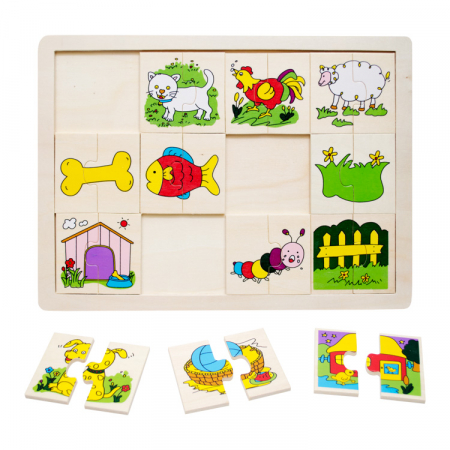 PUZZLE - Puzzle din lemn 24 piese cu animalute