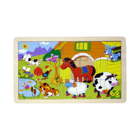 Puzzle din lemn 15 piese cu animale de ferma [0]