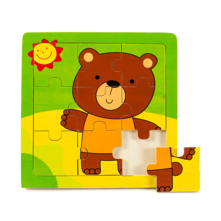 Puzzle din lemn 9 piese cu ursulet [1]