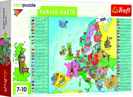 PUZZLE - Puzzle educativ 200 piese cu harta Europei - limba germana