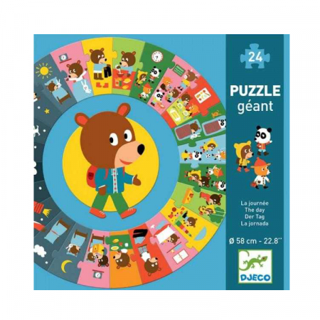 Puzzle gigant cicular 24 piese Djeco, ziua [1]