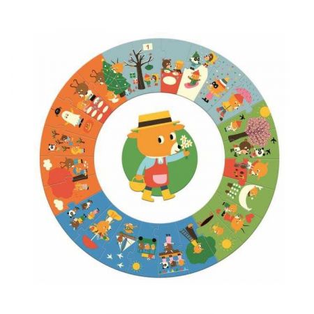 Puzzle gigant circular 24 piese Djeco, anotimpurile [0]
