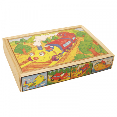 Set 4 puzzle din lemn cu 12 piese (cu vehicule) [1]
